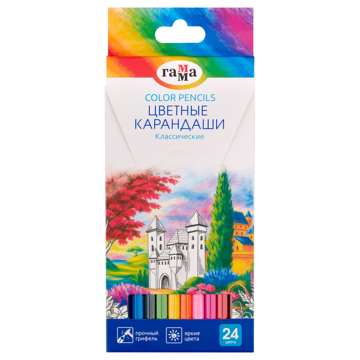 Карандаши цветные 24 цвета деревянные шестигранные "Гамма" Классические CP24_112025