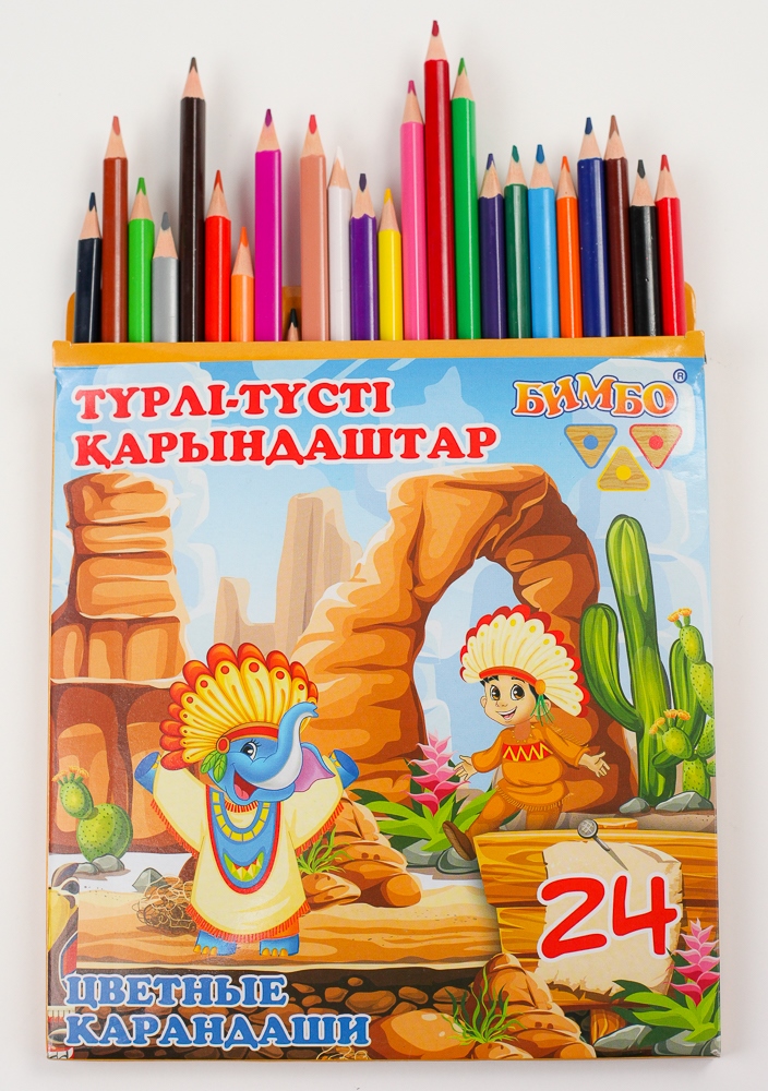 Карандаши цветные 24 цвета пластиковые трехгранные "Бимбо" БС 330-24