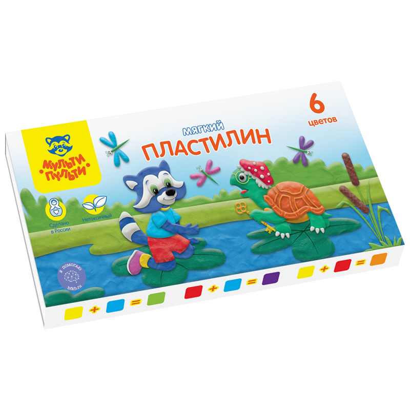 Пластилин школьный 6 цветов 72гр "Мульти-Пульти" Енот в сказке МП_41707