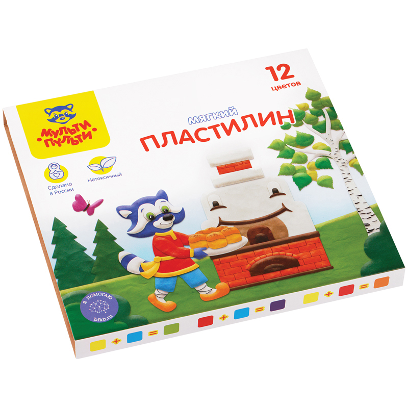 Пластилин школьный 12 цветов  144гр "Мульти-Пульти" Енот в сказке МП_41711