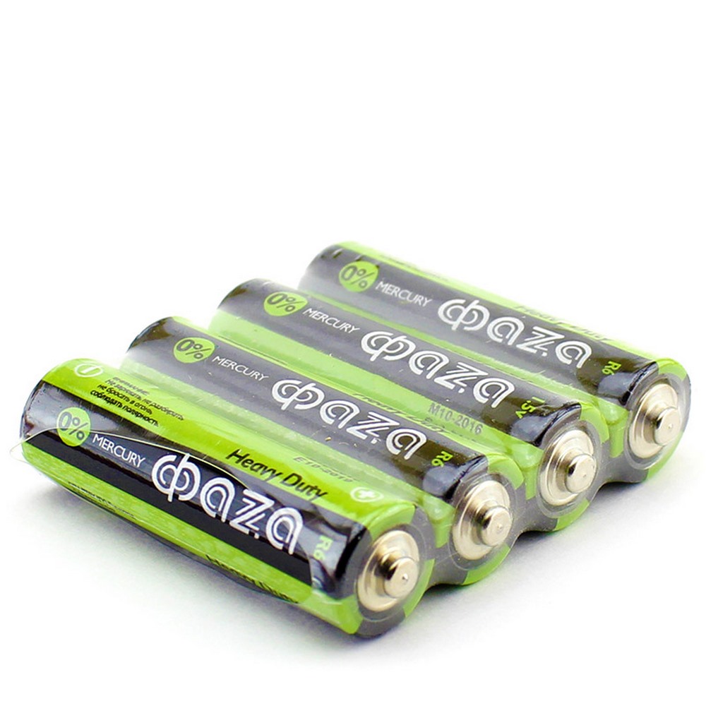 Батарейки АА (пальчиковые) 1,5V 4шт "Фаза" Heavy Duty 02296