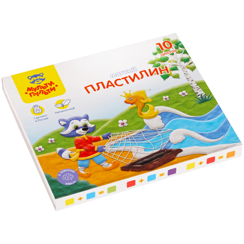 Пластилин школьный 10 цветов 120гр "Мульти-Пульти" Енот в сказке МП_41709