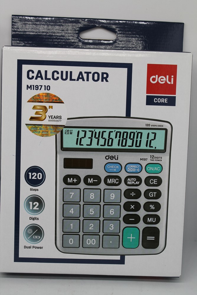 Калькулятор настольный 12 разрядов, 142*167*25мм серебро "Deli" БС Core 19710