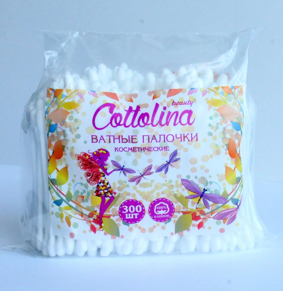 Ватные палочки "Cottolina" пакет, 300шт 41222