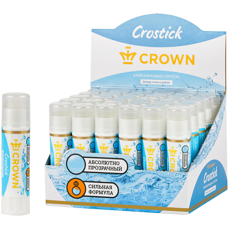 Клей-карандаш 8гр, белый, без индикатора "Crown" Expert CG-8G