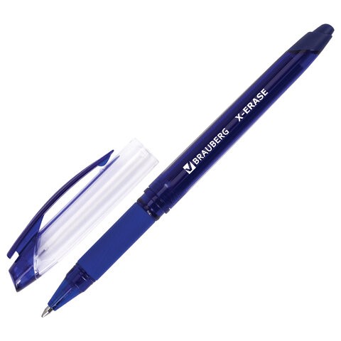Ручка стираемая гелевая, синяя 0,5мм "Brauberg" X-erase 143333