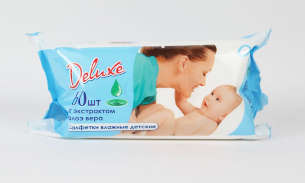 Салфетки влажные "Deluxe" экстракт алоэ вера, 60шт, детские Р290