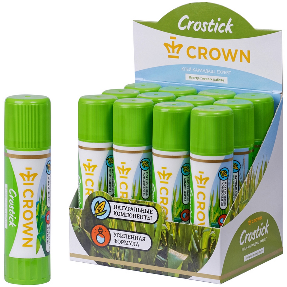 Клей-карандаш 35гр, белый, без индикатора "Crown" Expert CG-350