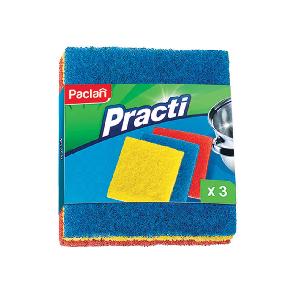 Салфетка губчатая  "Paclan" Practi 12*15см нетканый материал, 3шт 20059