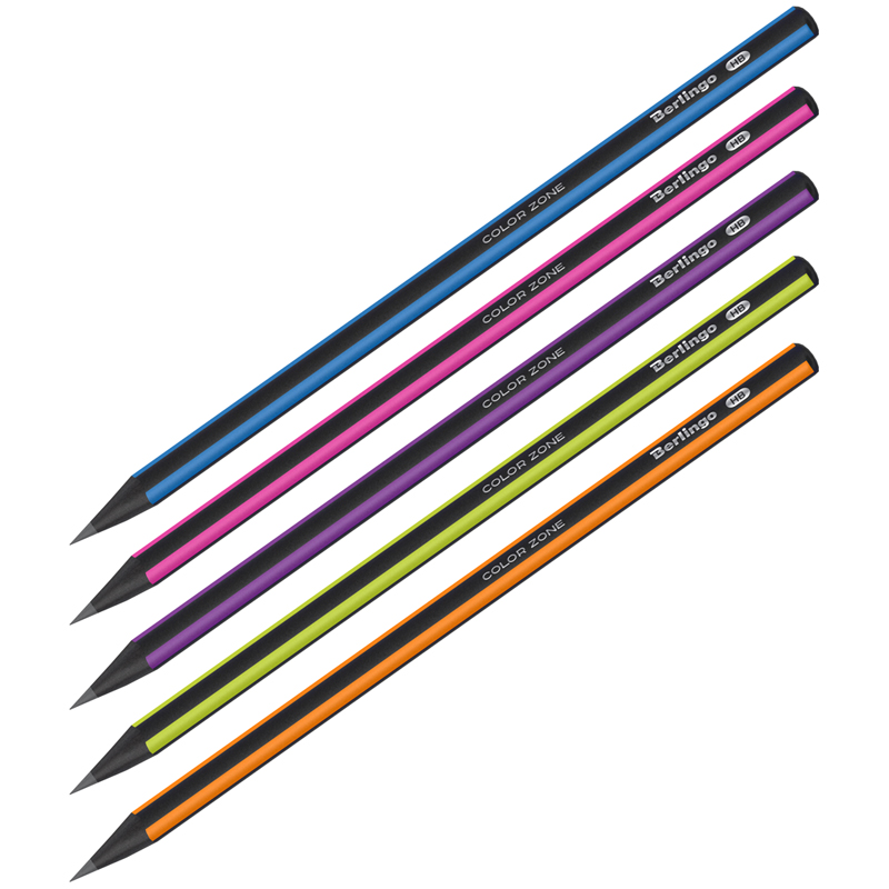 Карандаш чернографитный HB трехгранный деревянный без ластика "Berlingo" Color Zone BP01305