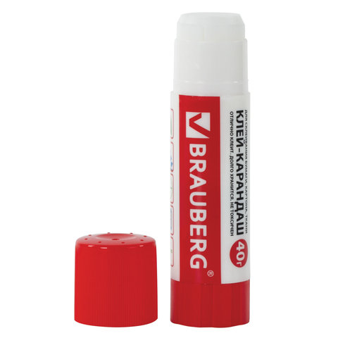 Клей-карандаш 40гр, белый, без индикатора "Brauberg" БС 222928
