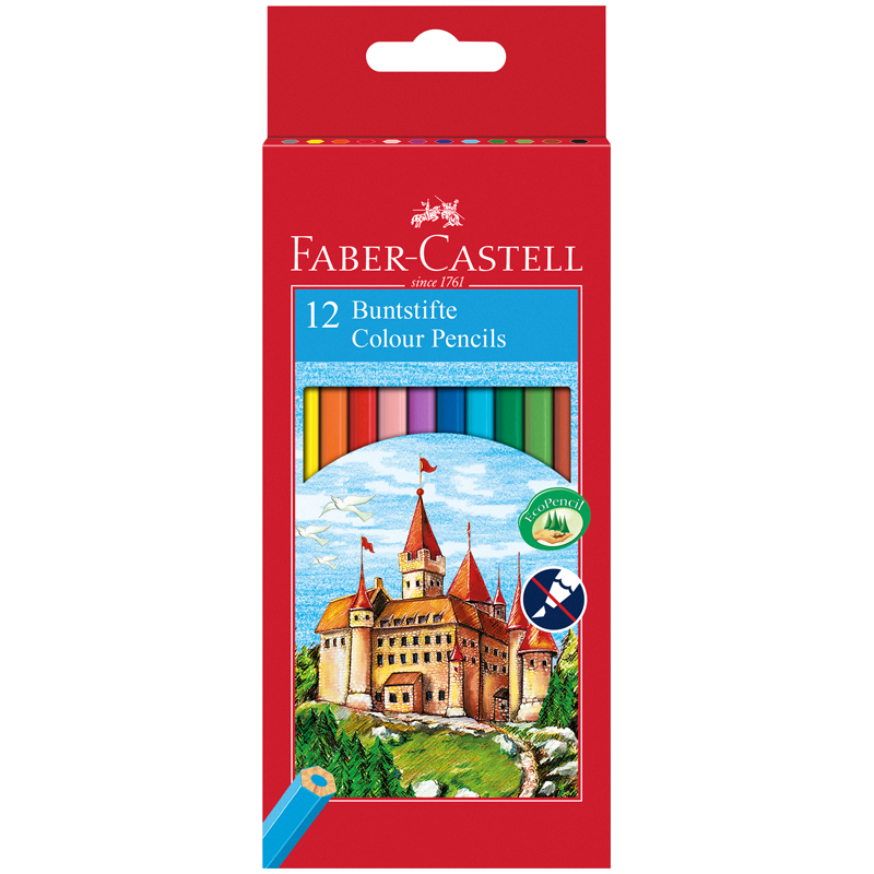 Карандаши цветные 12 цветов деревянные шестигранные "Faber-castell" Замок 120112