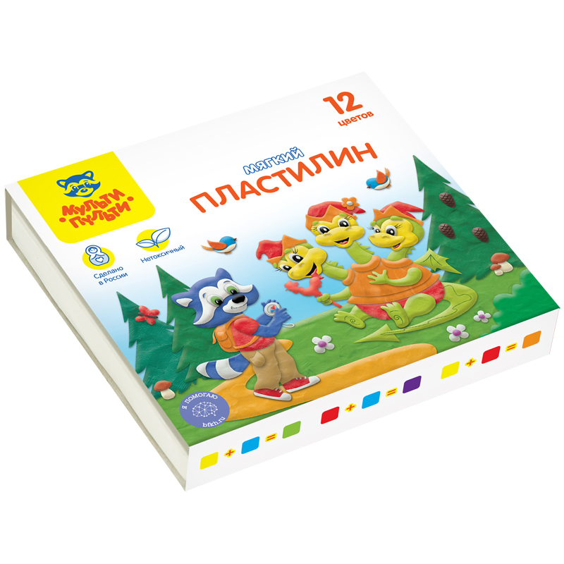 Пластилин школьный 12 цветов  120гр "Мульти-Пульти" Енот в сказке МП_41710
