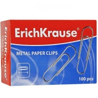 Скрепки 33мм овальные, оцинкованные, ровные, 100шт "Erich Krause" ЕК 7856