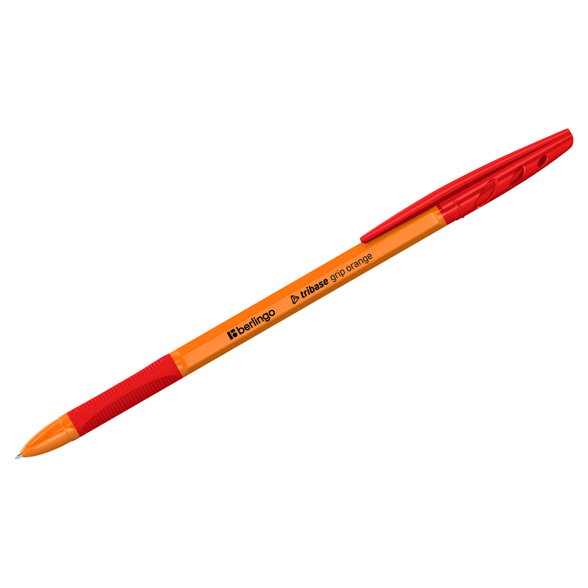 Ручка шариковая неавтоматическая красный, 0,7мм с гриппом, 1шт "Berlingo" Tribase grip orange 70963