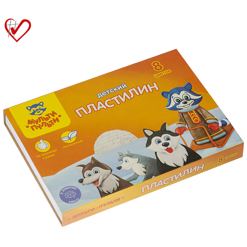 Пластилин школьный 8 цветов 120гр "Мульти-Пульти" Енот на Аляске ДП_10233