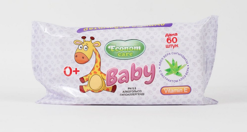 Салфетки влажные "Econom care" Baby алоэ вера, 60шт, детские Р812