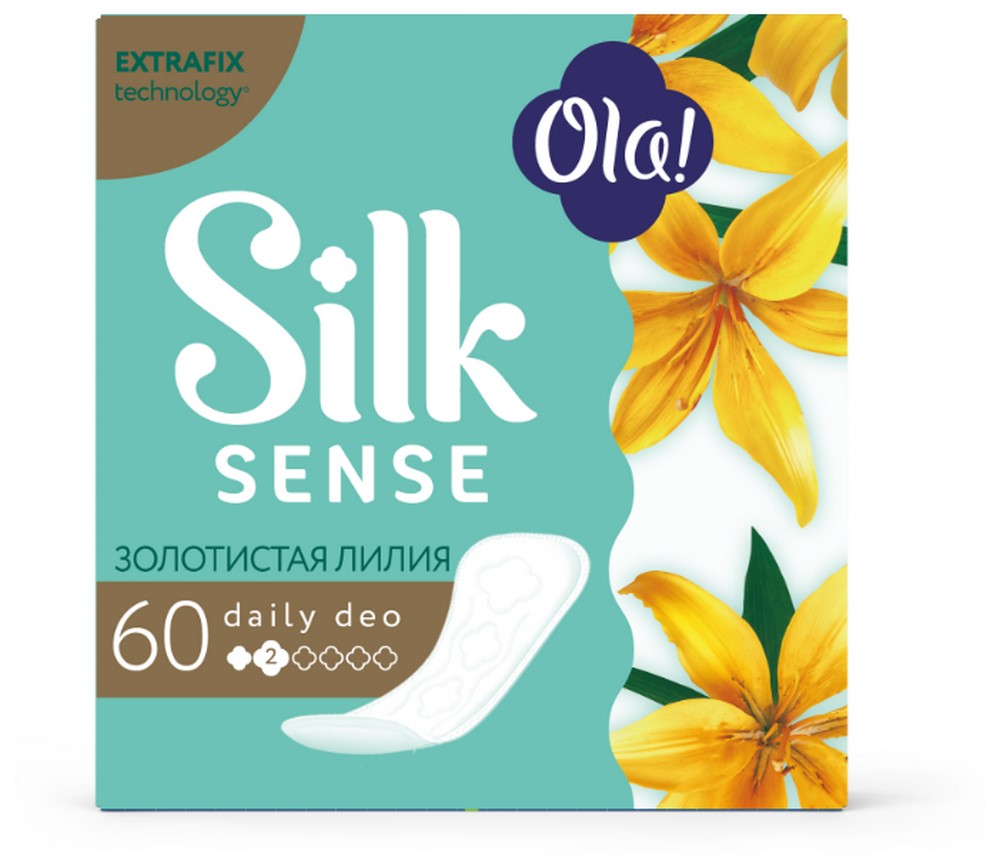 Прокладки ежедневные "Ola" Silk sense, daily deo, 2 капли, 60шт 00213