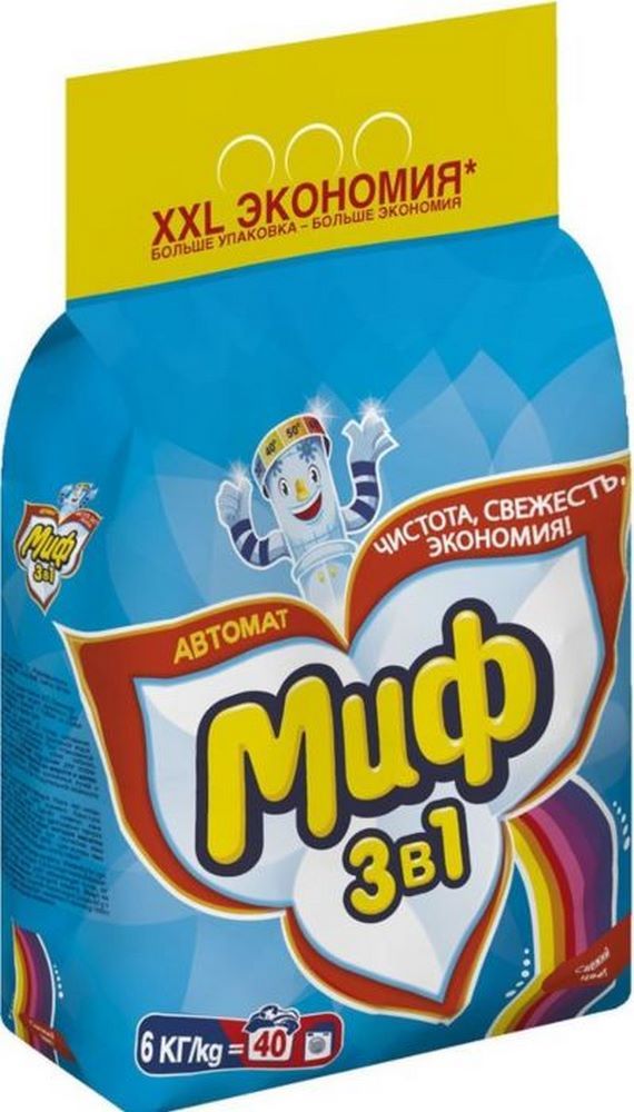 Порошок стиральный "Миф" Свежий цвет, машинная стирка, для цветных тканей, 6кг 85564