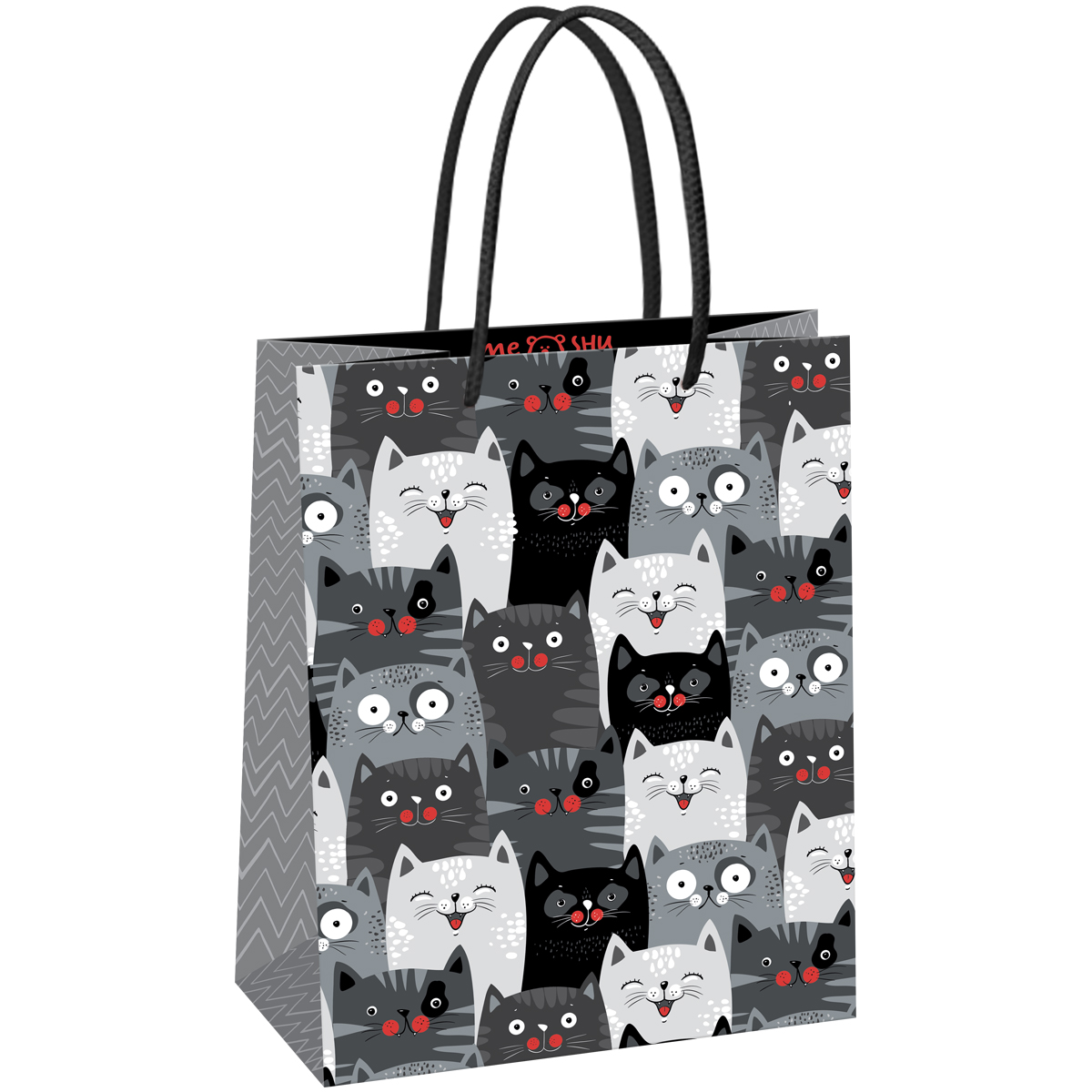 Пакет подарочный бумажный 23*17см, цветной/с рисунком "Meshu" Cat pattern MS_61574