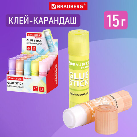 Клей-карандаш 15гр, белый, без индикатора "Brauberg" Pastel 271249