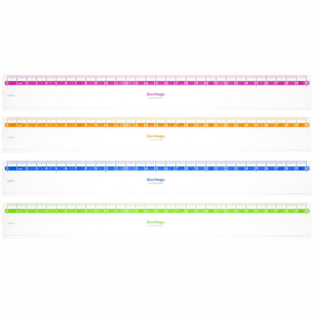 Линейка  пластик 30см прозрачный бесцветная "Berlingo" Color zone PR_30130