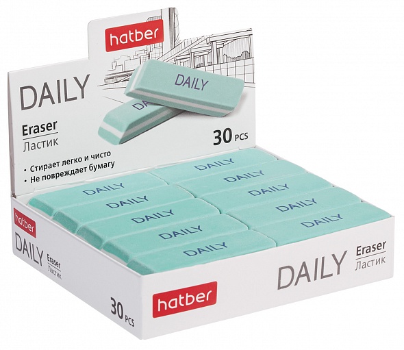 Ластик прямоугольный мята "Hatber" DAILY ER-065192