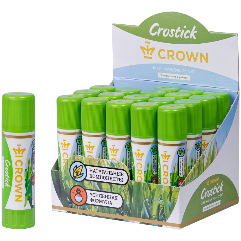 Клей-карандаш 15гр, белый, без индикатора "Crown" Expert CG-150