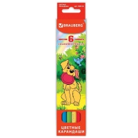 Карандаши цветные 6 цветов деревянные шестигранные "Brauberg" My lovely dogs 180518