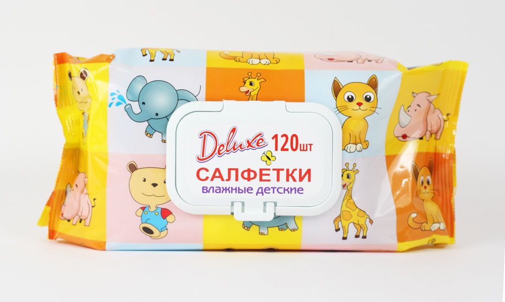 Салфетки влажные "Deluxe" БС, 120шт, детские P554