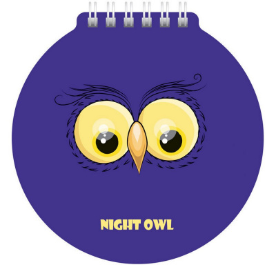 Блокнот А6, 60 листов, без линовки, на спирали "Hatber" Nicht owl 19787