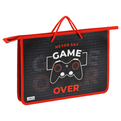 Папка школьная для тетрадей А4 1 отделение на молнии, черная/с рисунком "ArtSpace" Gamer ПТ-15_49842