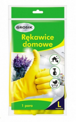 Перчатки для уборки "Grosik" универсальные, S, резиновые, желтые 230122