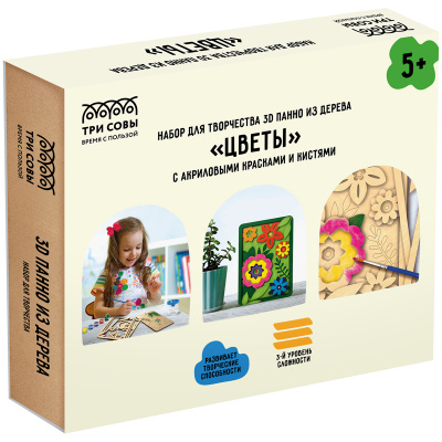 Набор для шитья игрушки из дерева "Три совы" Цветы 3D_41945