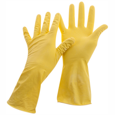 Перчатки для уборки "Office Clean" Стандарт, M, резиновые, желтые 257669