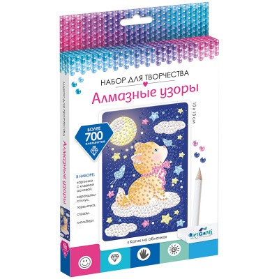 Аквамозаика алмазная 10*15см "Origami" Котик на облачке 06416