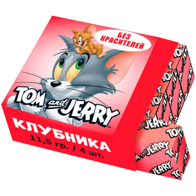 Жевательная конфета "Tom and jery" 1шт, клубника, 11,5гр 74192