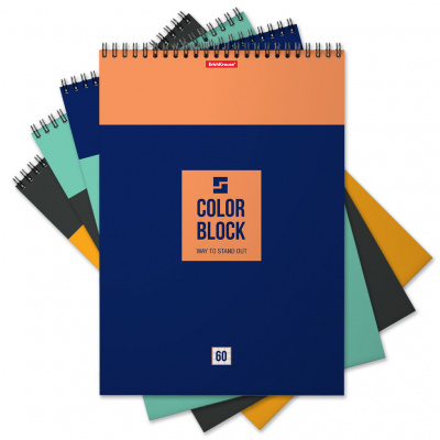 Блокнот А4, 60 листов, в клетку, на спирали "Erich Krause" Color block 49685