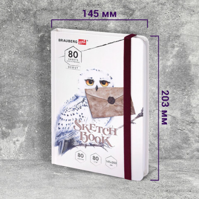Скетчбук-для графики и маркеров , белый/блок, 64 листа на склейке "Brauberg" Debut Хогвартс 114581