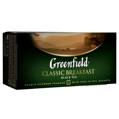 Чай крепкий черный, пакетированный, 25*2гр "Greenfield" Classic Breakfast