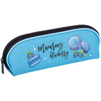 Пенал мягкий косметичка, синий/с рисунком "Berlingo" Macarons blueberry РМ07210