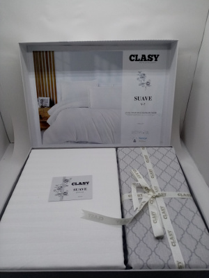 Постельное белье двухспальное хлопок, цвет белый "Clasy" Suave v7 beyaz 58473