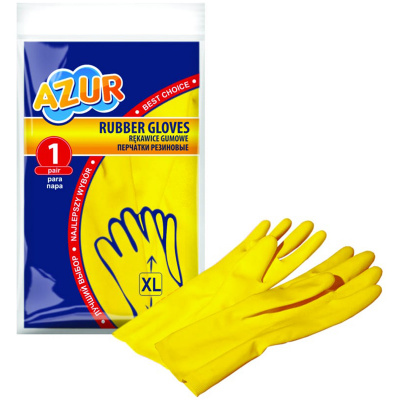 Перчатки для уборки "Azur" БС, XL, резиновые, желтые 22449