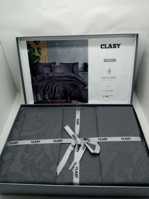 Постельное белье двухспальное хлопок, цвет с узором "Clasy" Hemera V1 antrasit 90483
