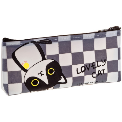 Пенал 1 отделение силикон серый/с рисунком "ArtSpace" Lovely cat Тп_19757