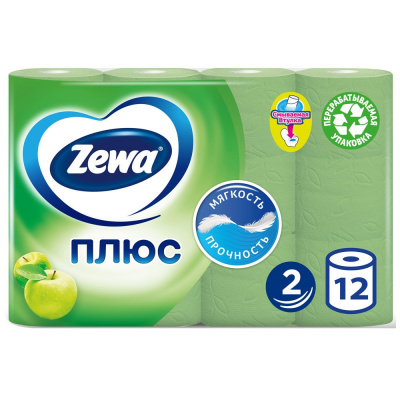 Туалетная бумага "Zewa" Яблоко, 2 слоя, 12шт 144098