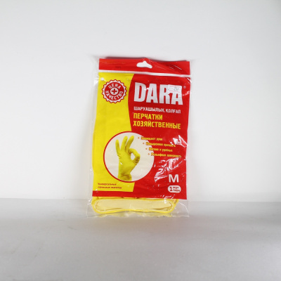 Перчатки для уборки "DARA" БС, M, латексные, желтые 96137