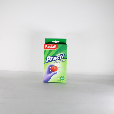 Перчатки для уборки "Paclan" 10шт, L, нитриловые, синие 88123