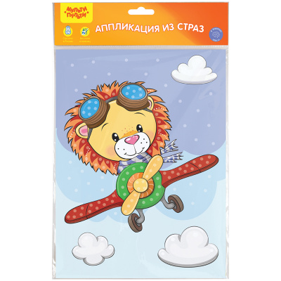 Аппликация  стразы 21*29,5см "Мульти-Пульти" Лев на самолете GM_40315