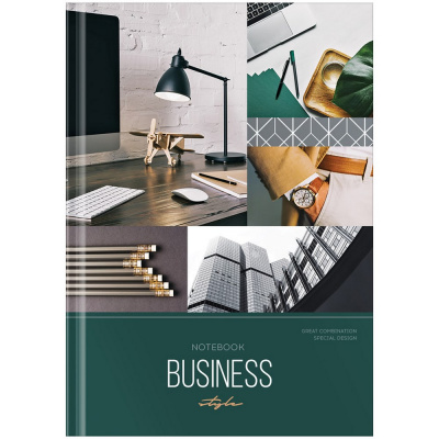 Записная книжка А5 120 листов на сшивке, в клетку, картон "Office Space" Stylish workplace ББ5т120_2